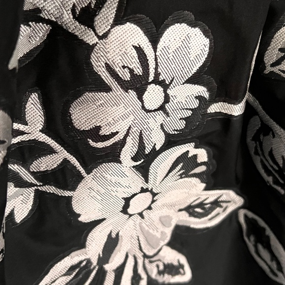 Lauren RL Size 14 Sleeveless Dress Black w Floral Brocade A-Line POCKETS V-Back - Picture 9 of 14